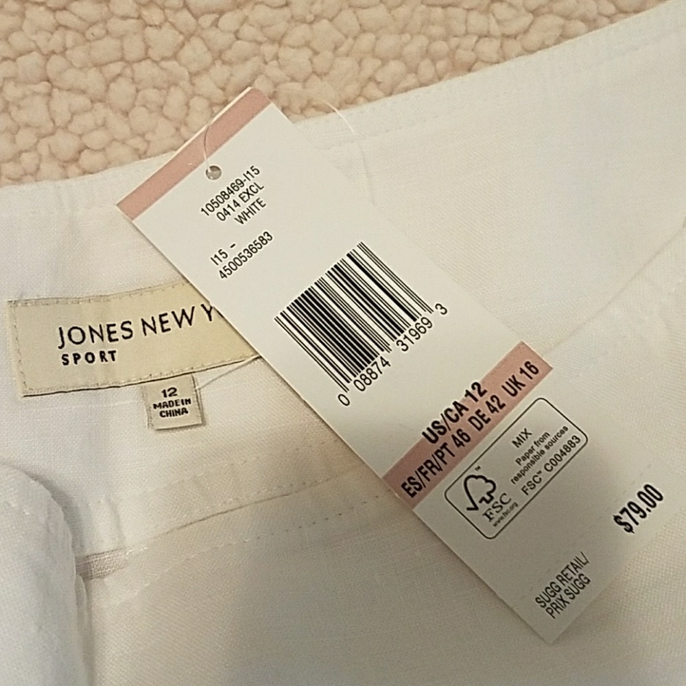 Jones New York white linen skirt